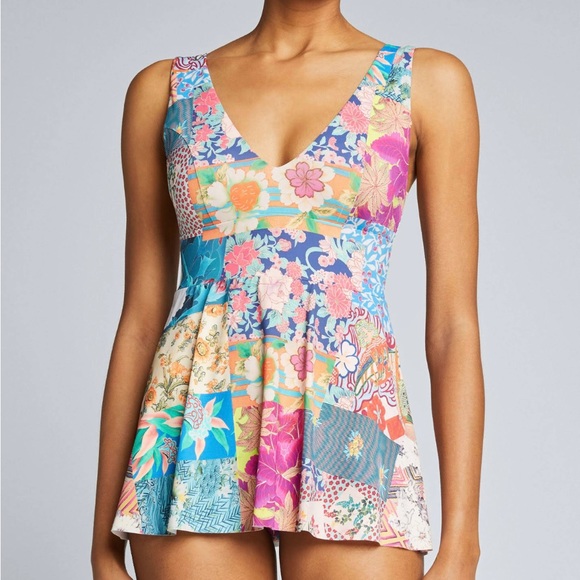 Johnny Was Brand New Mari Skirted Floral One Piece Swimsuit - Picture 1 of 10